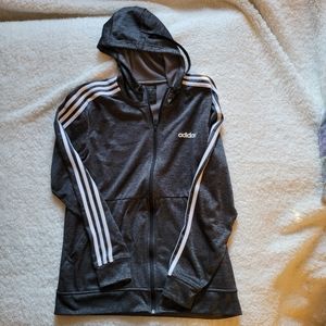 Adidas Men's Medium Zip-up Hoodie Dark Charcoal Heather Gray